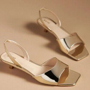 New! Anthropologie Maeve Square Toe Slingback Kitten Heel Sz 7